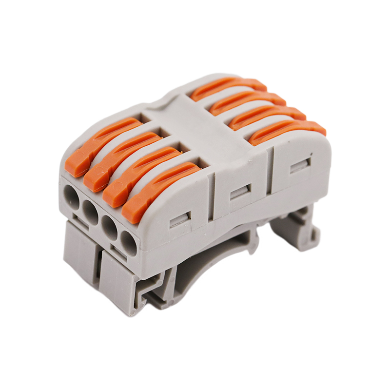 4 In 4 Out Orange DIN Rail Terminal Konektor Cepet